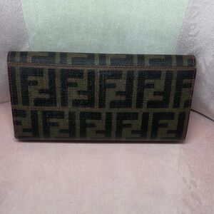 Fendi Pink Black and Brown Logo Wallet
